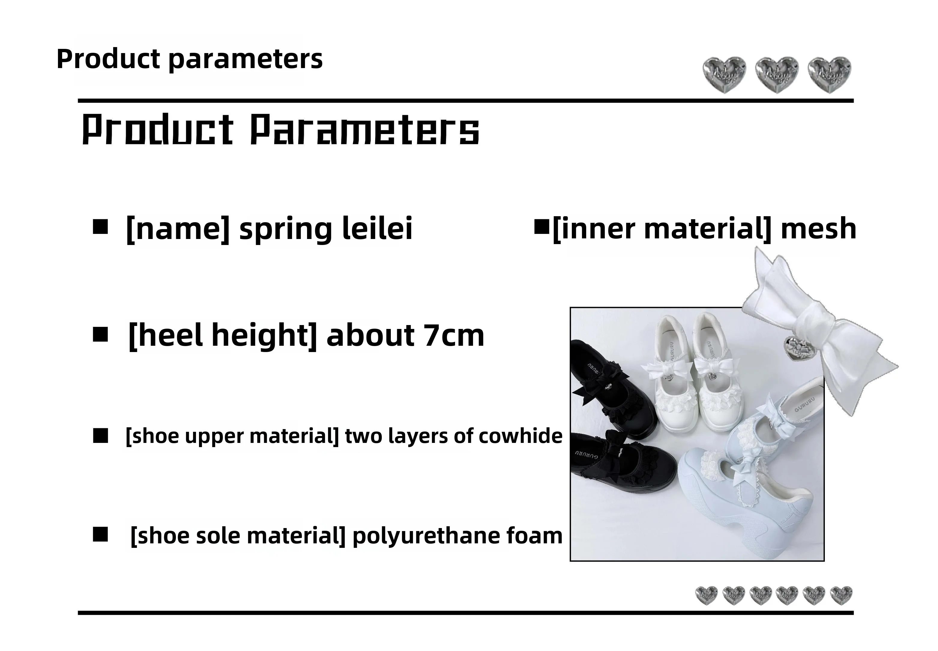 Spring Rilei Gururu Original Sweet Girl Single Shoes Shallow Mouth Spring/summer Lolita Girl Lace Bow Sports Shoes