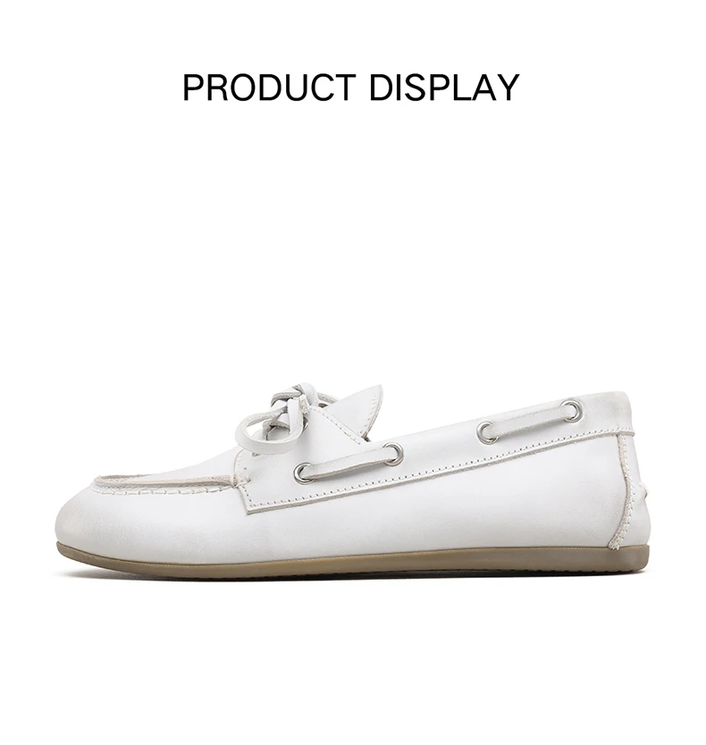 Smile Circle Boat Shoes Women Genuine Leather Loafers Moccasins Lace-up Flat Shoes