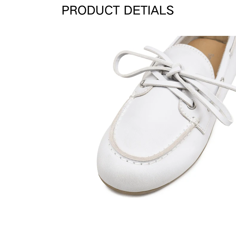 Smile Circle Boat Shoes Women Genuine Leather Loafers Moccasins Lace-up Flat Shoes