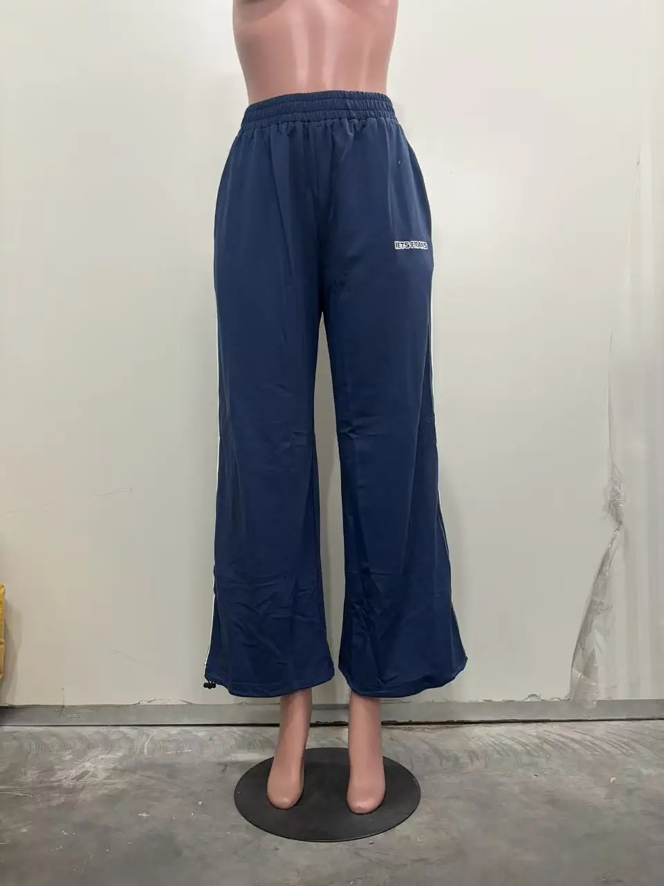 M6067 Embroidered Loose Fashionable Casual Commute Style Straight Leg Pants Sporty Trendy All-Match Long Trousers
