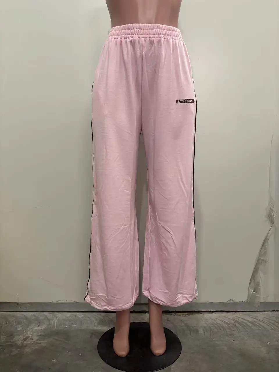 M6067 Embroidered Loose Fashionable Casual Commute Style Straight Leg Pants Sporty Trendy All-Match Long Trousers