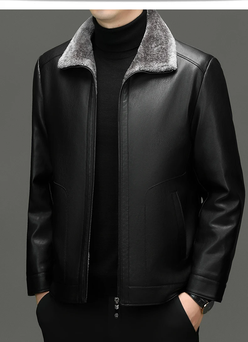 YN-2367 Autumn And Winter Fur Integrated Men's Natural Leather Jacket, Fashionable Slim Fit Top, High-end Men's Warm Artifact