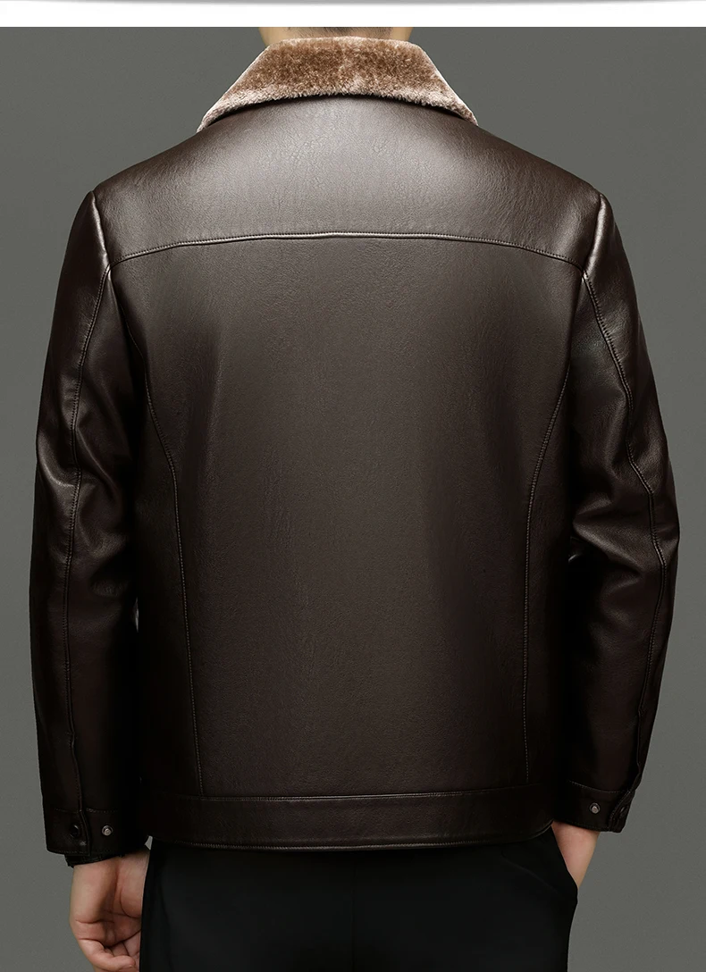 YN-2367 Autumn And Winter Fur Integrated Men's Natural Leather Jacket, Fashionable Slim Fit Top, High-end Men's Warm Artifact