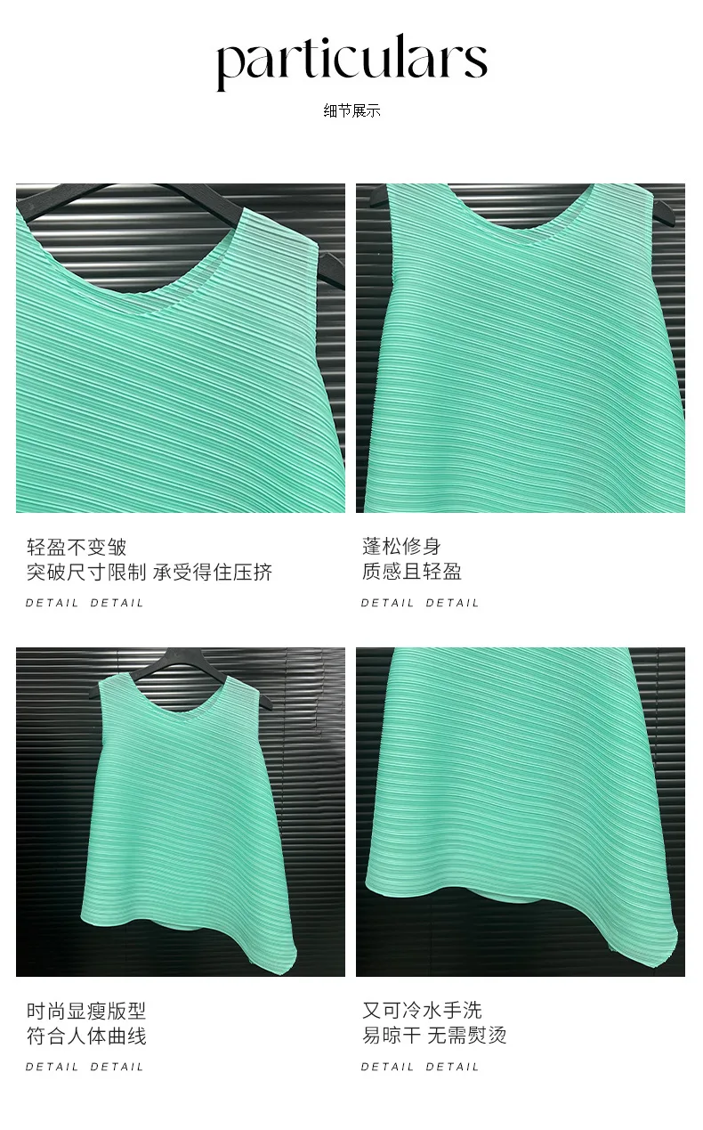 Miyake Elegant Pleated Vest Women's Summer New Irregular Loose Slimming T-shirt Stylish Top Ins Chinese Design Sense Pressure