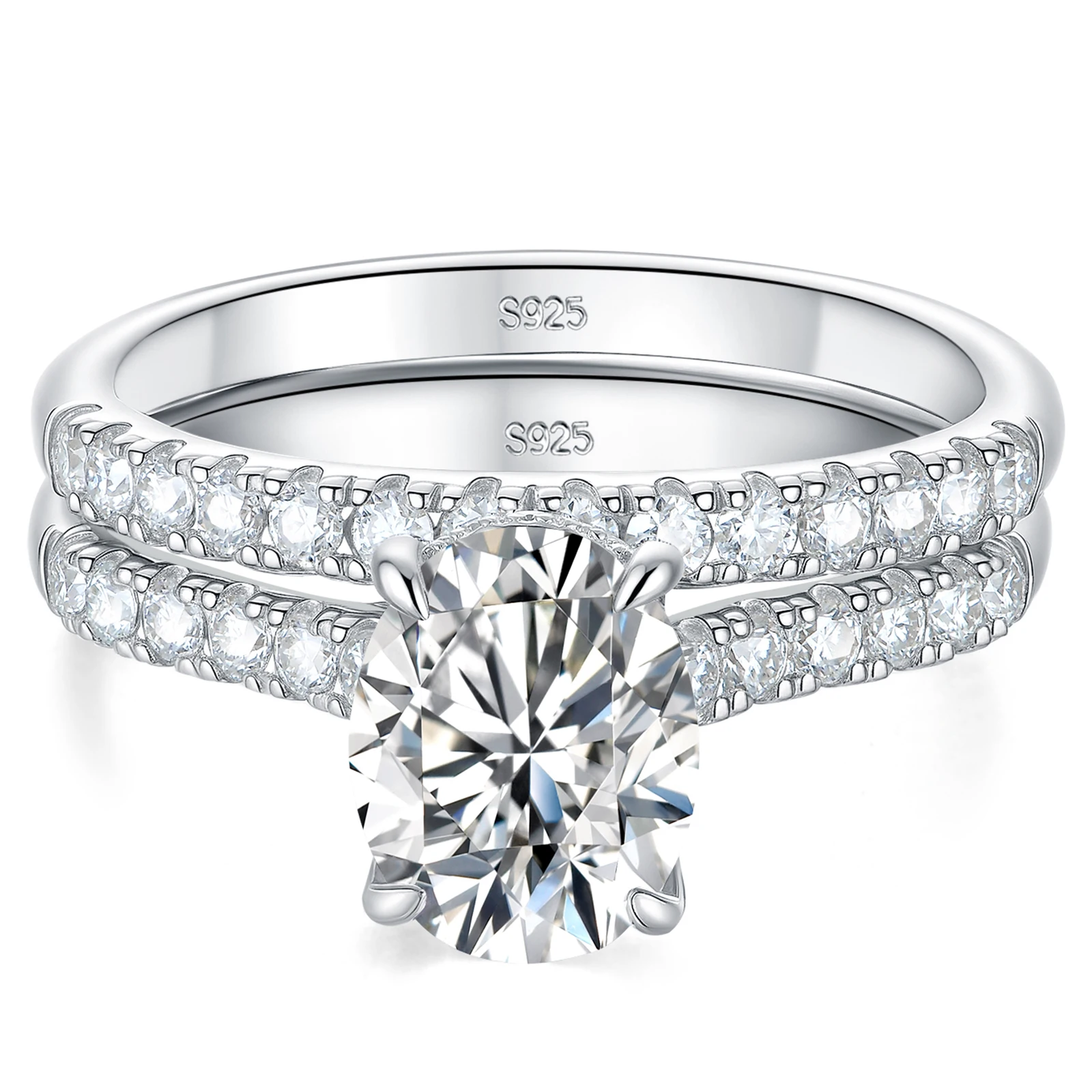 Newshe Moissanite Bridal Rings Set for Women D Color VVS1 Radian Oval Cut Wedding Ring 925 Sterling Silver Luxury Jewelry