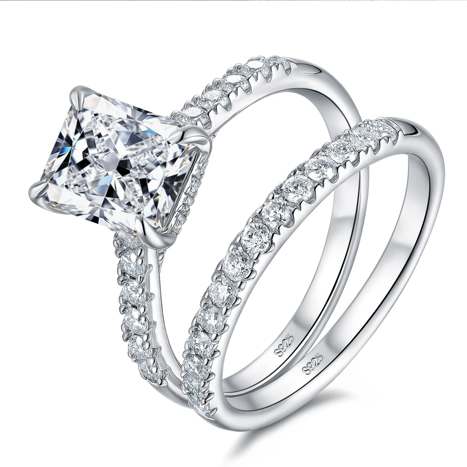 Newshe Moissanite Bridal Rings Set for Women D Color VVS1 Radian Oval Cut Wedding Ring 925 Sterling Silver Luxury Jewelry
