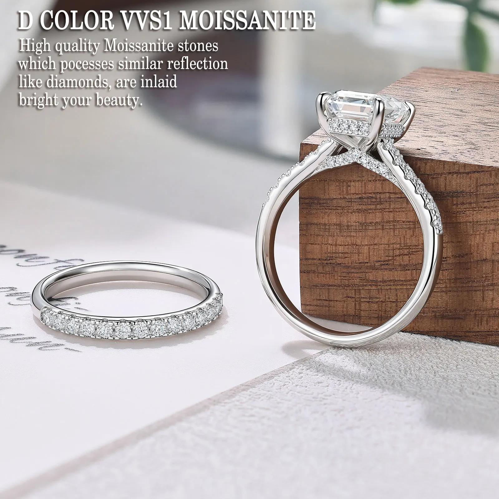 Newshe Moissanite Bridal Rings Set for Women D Color VVS1 Radian Oval Cut Wedding Ring 925 Sterling Silver Luxury Jewelry