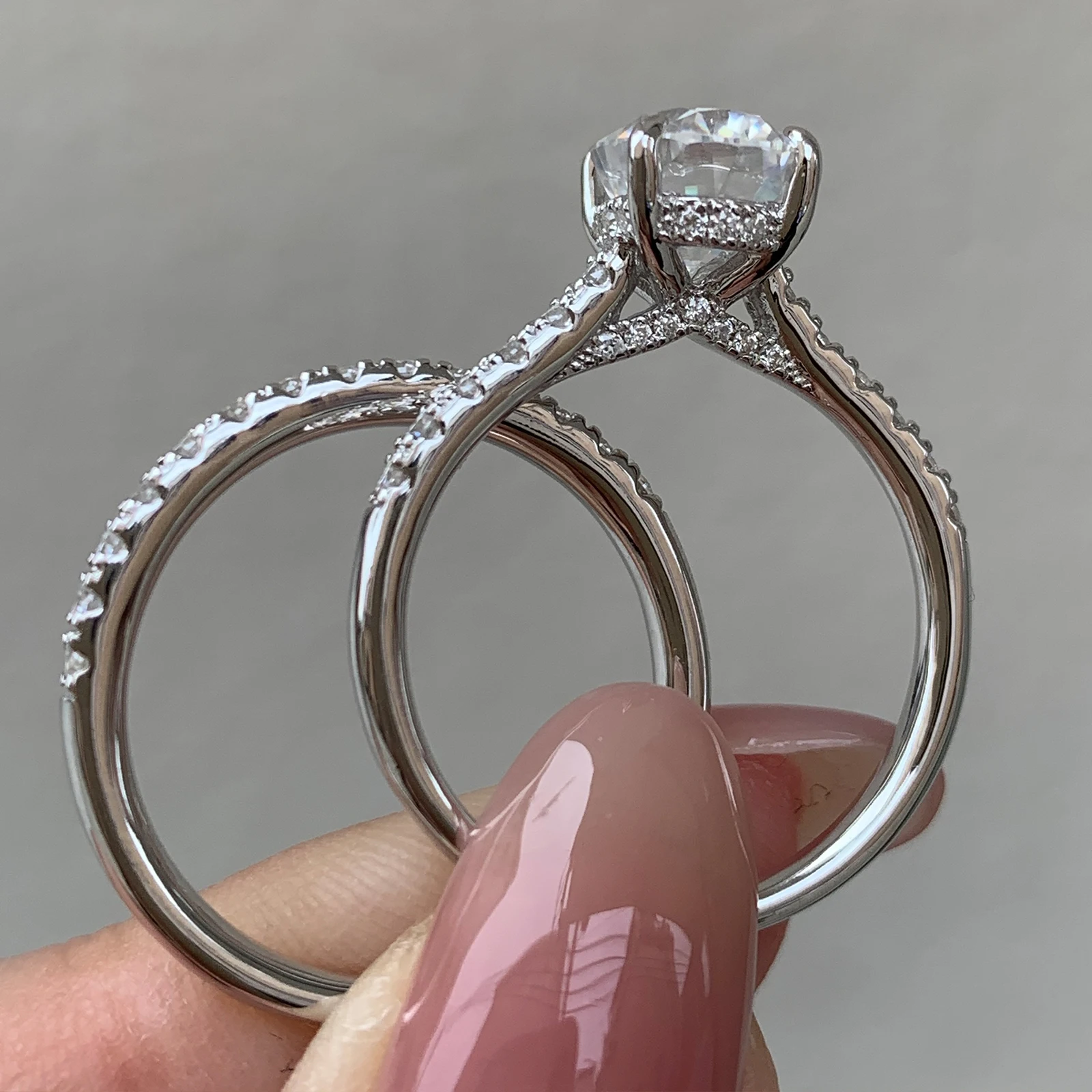 Newshe Moissanite Bridal Rings Set for Women D Color VVS1 Radian Oval Cut Wedding Ring 925 Sterling Silver Luxury Jewelry