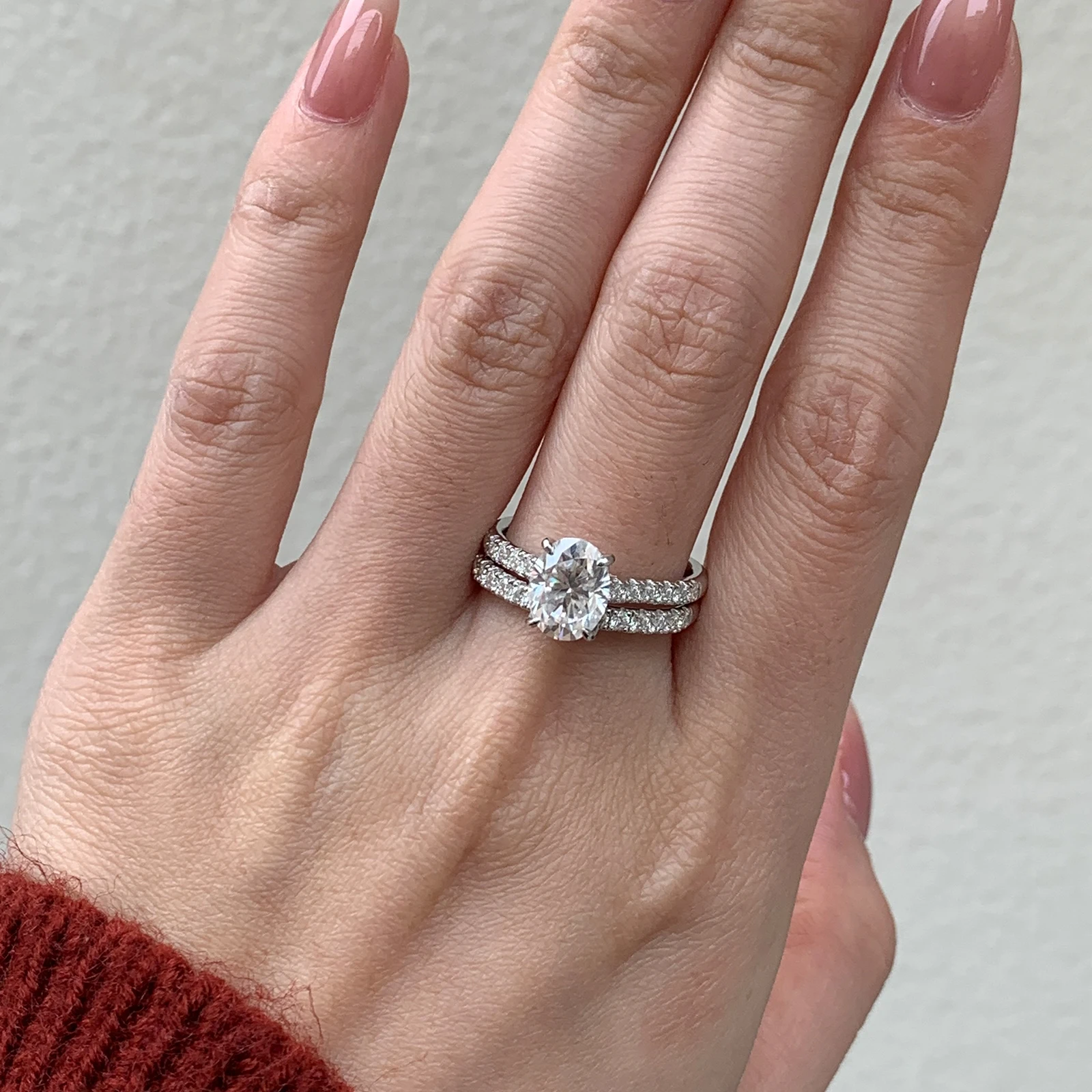 Newshe Moissanite Bridal Rings Set for Women D Color VVS1 Radian Oval Cut Wedding Ring 925 Sterling Silver Luxury Jewelry