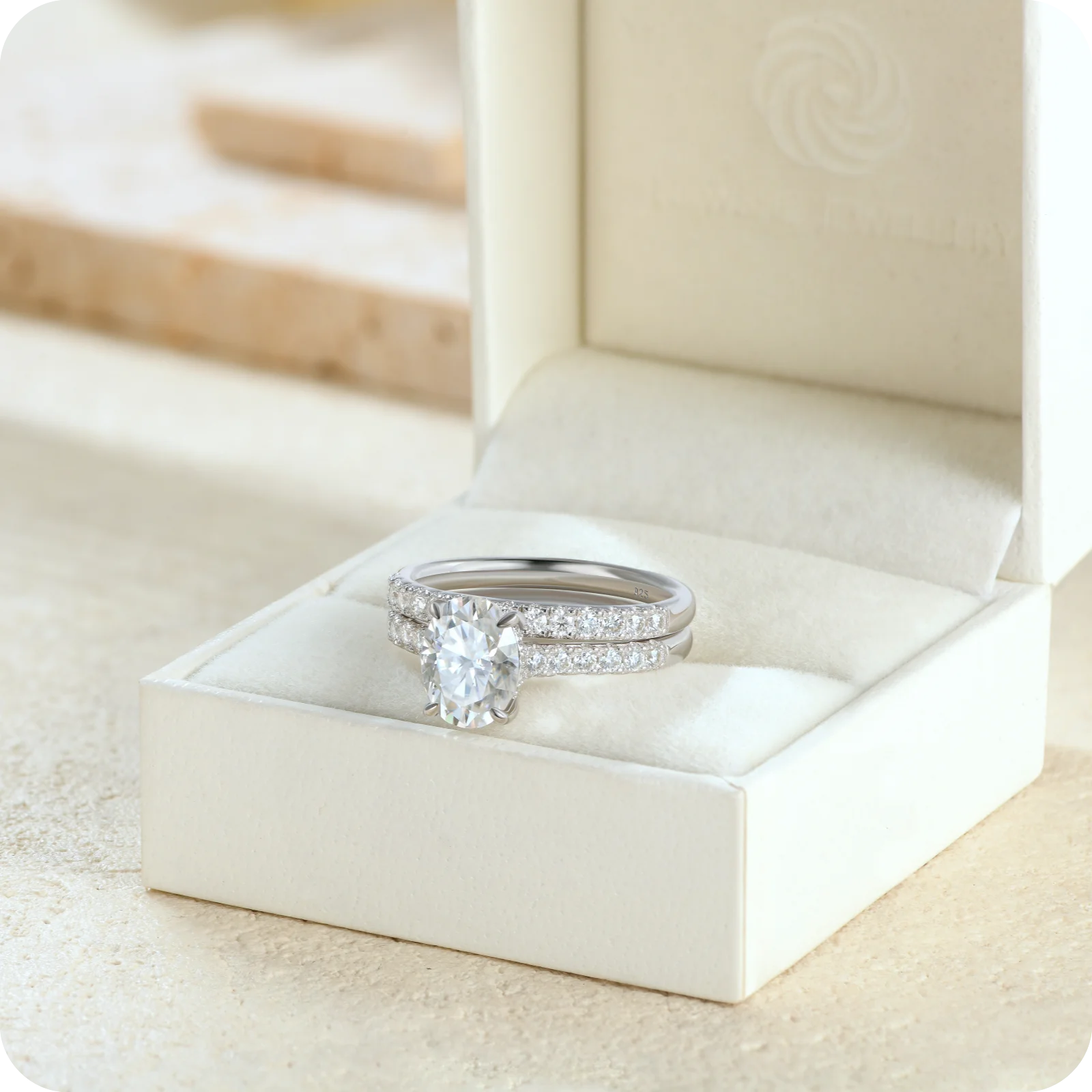 Newshe Moissanite Bridal Rings Set for Women D Color VVS1 Radian Oval Cut Wedding Ring 925 Sterling Silver Luxury Jewelry