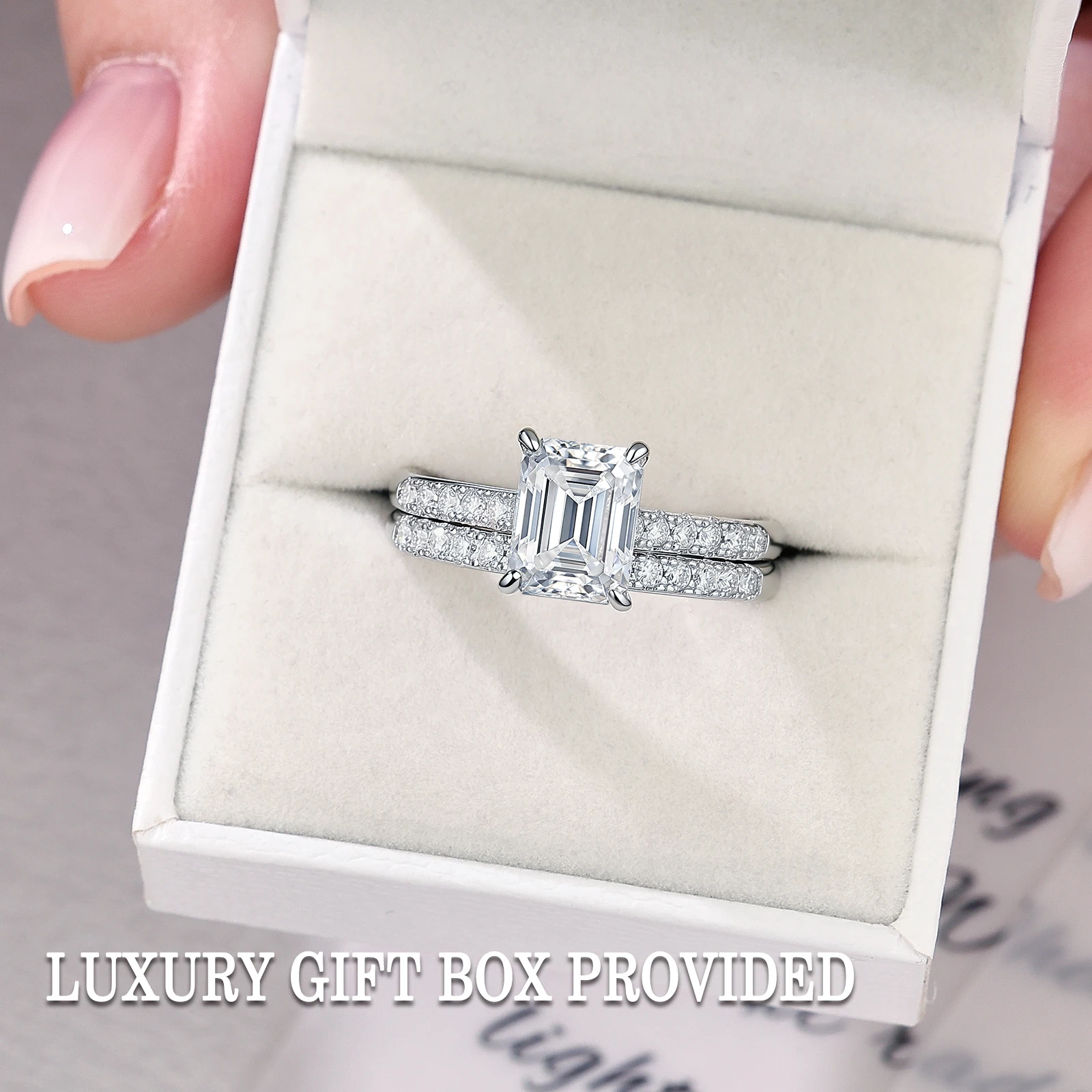 Newshe Moissanite Bridal Rings Set for Women D Color VVS1 Radian Oval Cut Wedding Ring 925 Sterling Silver Luxury Jewelry