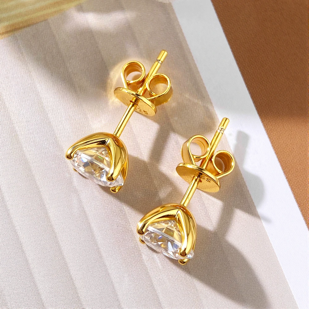 OEVAS Real 0.2CT-3CT D Color Moissanite Four Claws Stud Earrings For Women Top Quality 100% 925 Sterling Silver Wedding Jewelry
