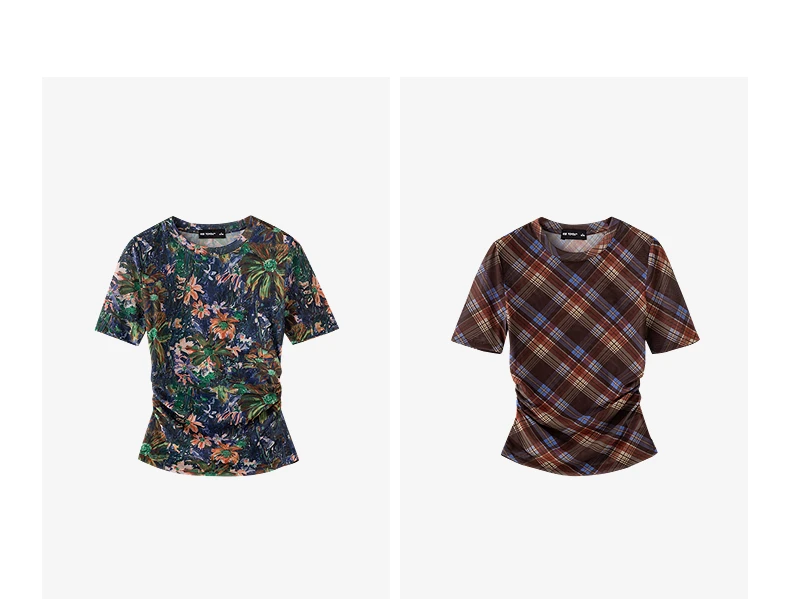 TOYOUTH Women T-Shirts 2026 Spring New Mesh Silky Printed Short Sleeve Hot Girl Style Tops