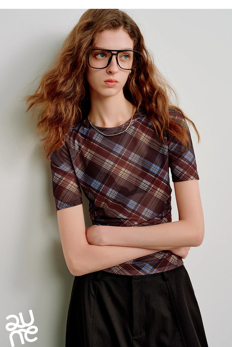 TOYOUTH Women T-Shirts 2026 Spring New Mesh Silky Printed Short Sleeve Hot Girl Style Tops
