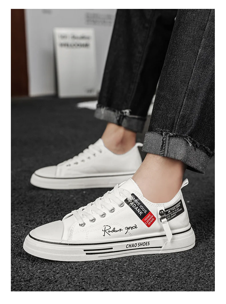 Men's Plus Size Casual Canvas Shoes Summer Soft-Sole Non-Slip Outdoor Walking Shoes Fashion Youth Sports Board Shoes Flat Shoes