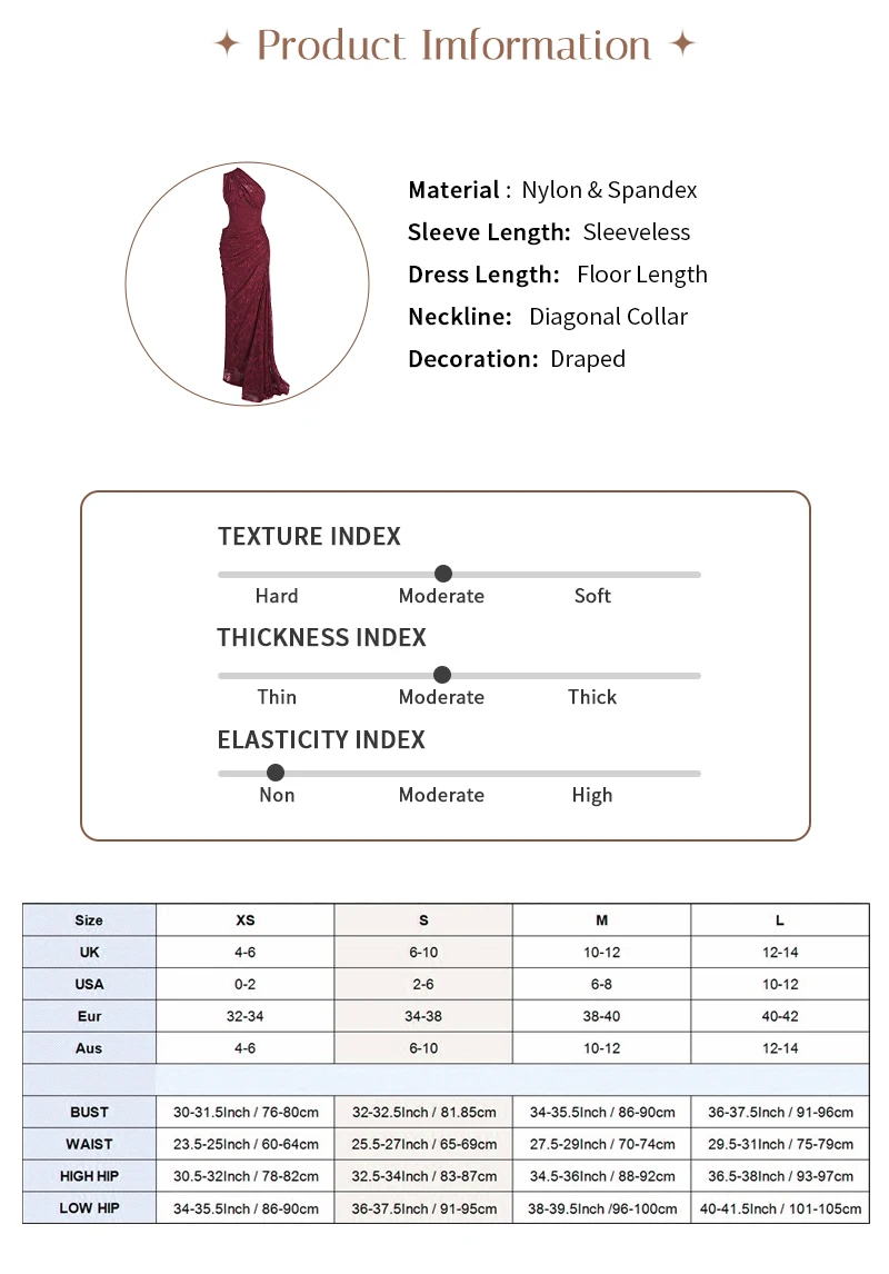 VC Elegant One-Shoulder Burgundy Lace Long Dresses for Women – Slim Fit Draped Formal Party Dress Sexy Sheer Lace Maxi Dress