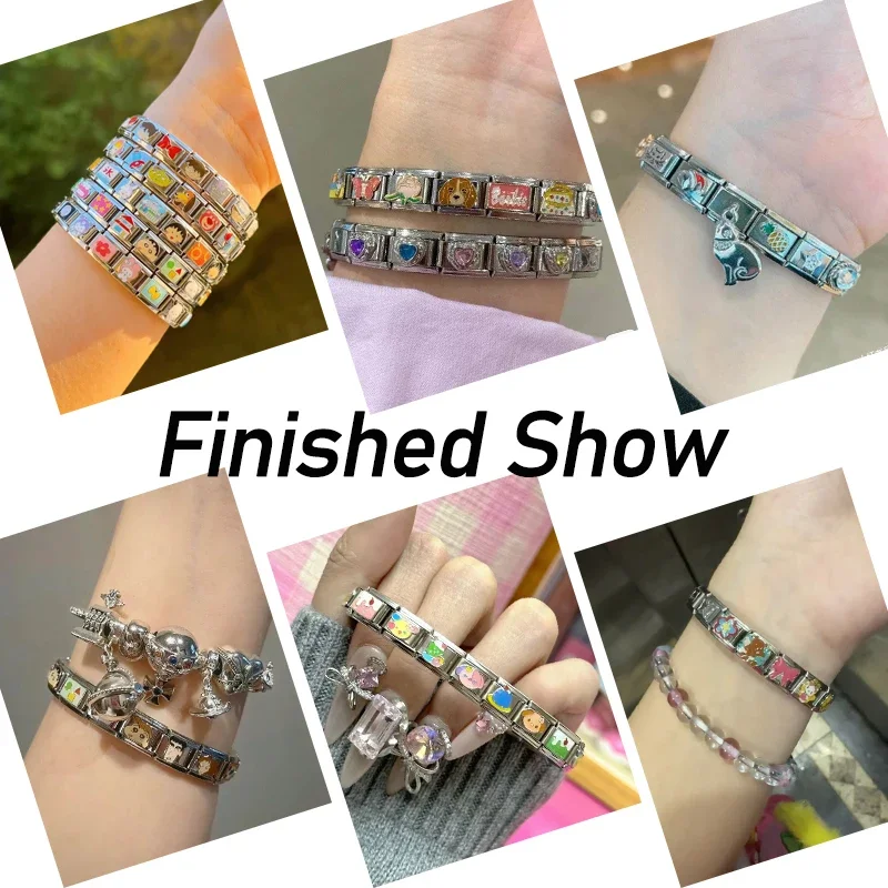 Wholesale 20pcs 9mm Italian Charm Bracelet Base Stainless Steel Shiny Plain Blank Composable Modular Starter Links Bulk Lot Pac