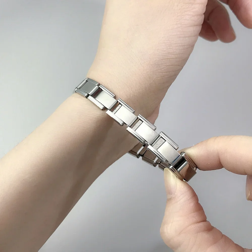 Wholesale 20pcs 9mm Italian Charm Bracelet Base Stainless Steel Shiny Plain Blank Composable Modular Starter Links Bulk Lot Pac