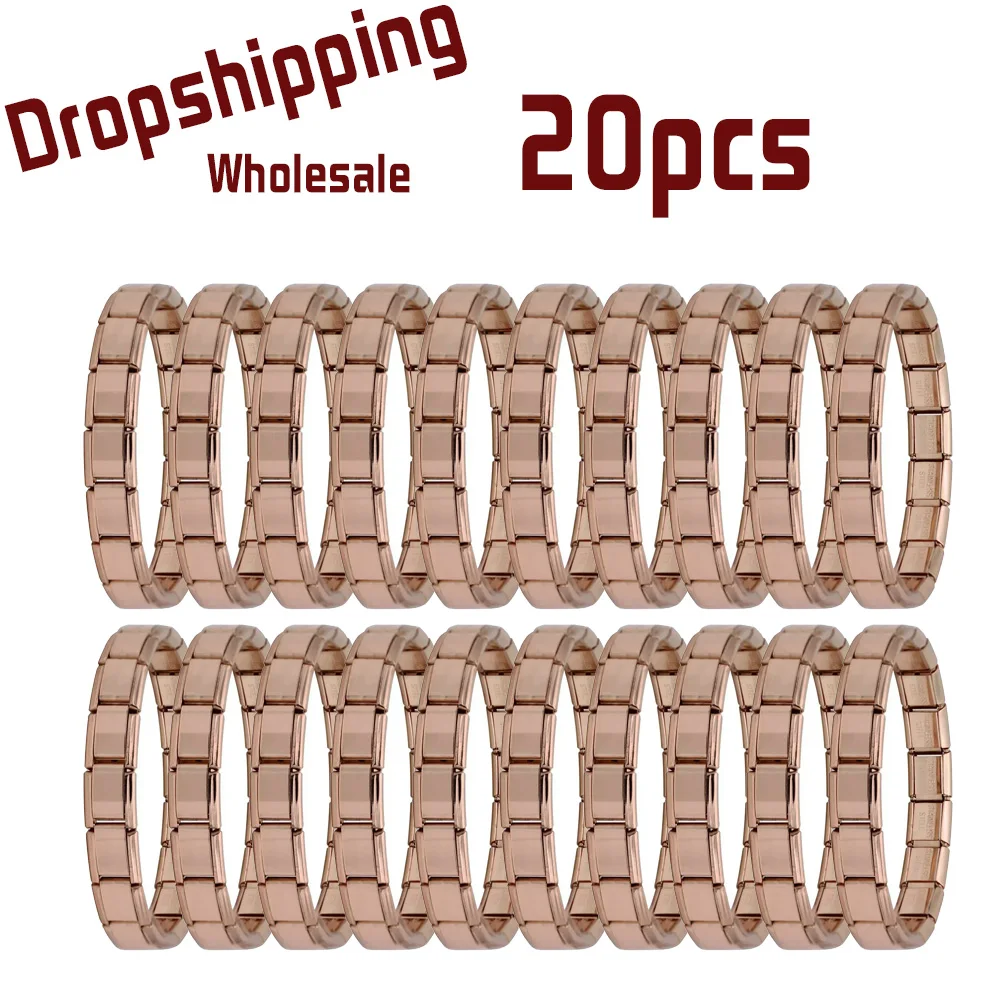 Wholesale 20pcs 9mm Italian Charm Bracelet Base Stainless Steel Shiny Plain Blank Composable Modular Starter Links Bulk Lot Pac
