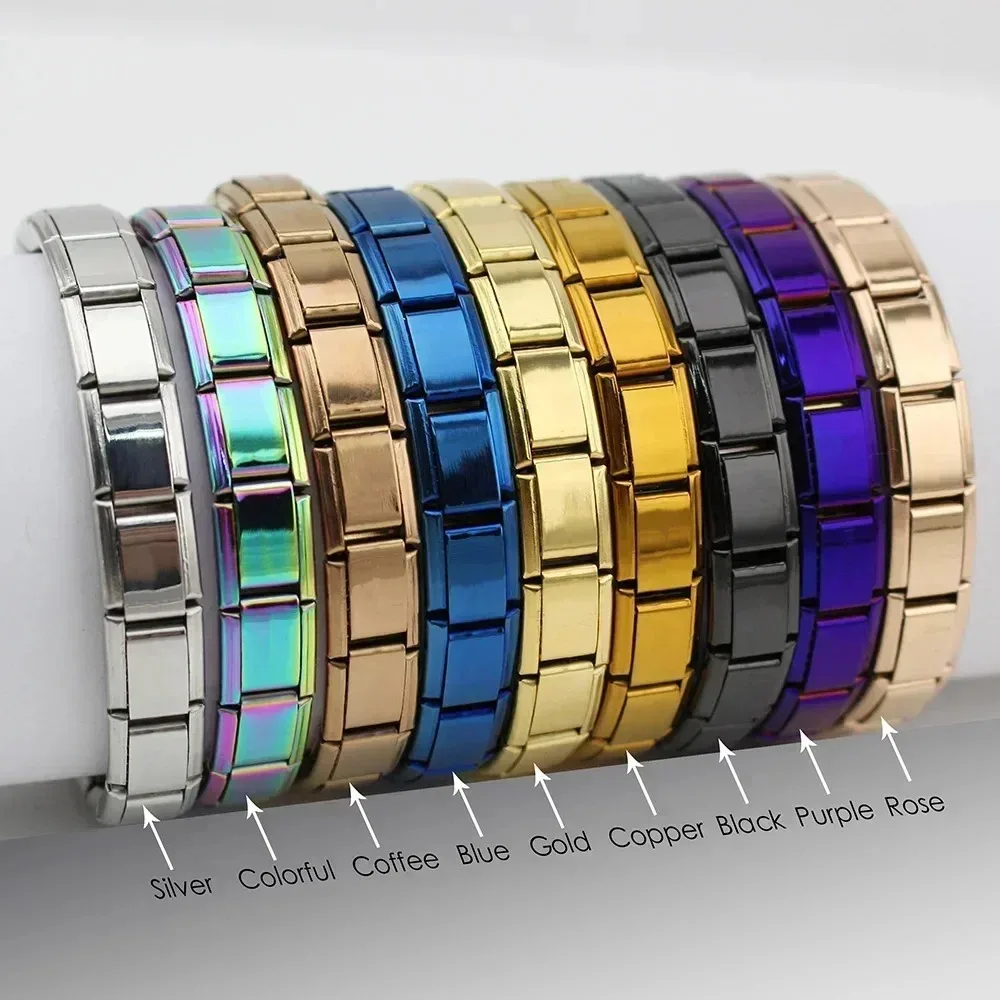 Wholesale 20pcs 9mm Italian Charm Bracelet Base Stainless Steel Shiny Plain Blank Composable Modular Starter Links Bulk Lot Pac