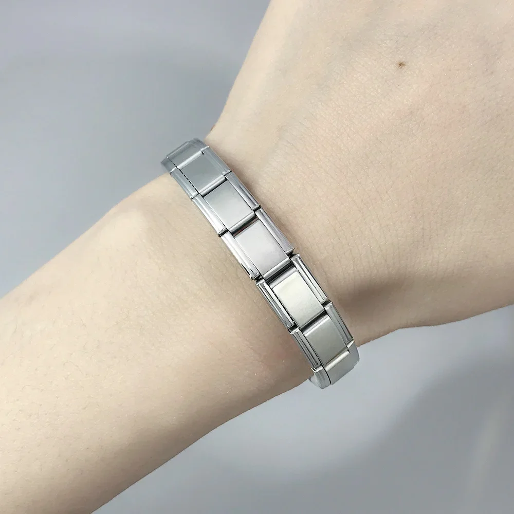 Wholesale 20pcs 9mm Italian Charm Bracelet Base Stainless Steel Shiny Plain Blank Composable Modular Starter Links Bulk Lot Pac
