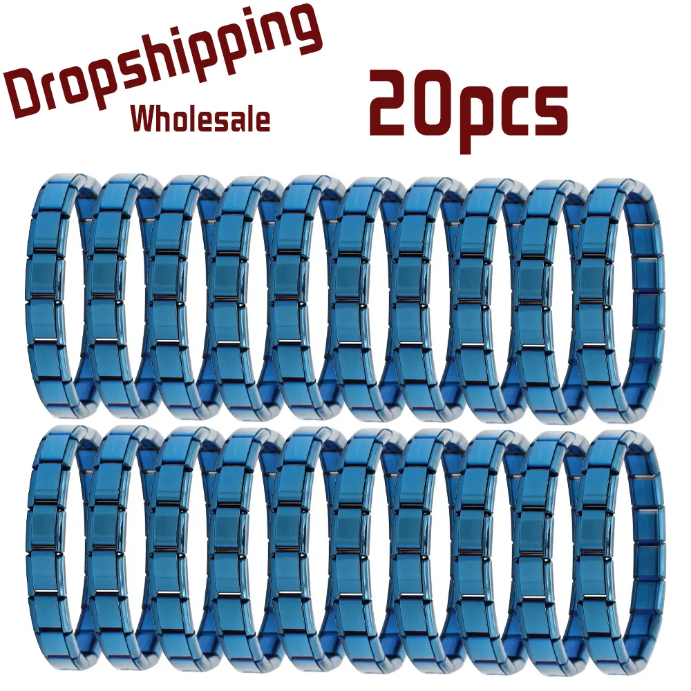Wholesale 20pcs 9mm Italian Charm Bracelet Base Stainless Steel Shiny Plain Blank Composable Modular Starter Links Bulk Lot Pac