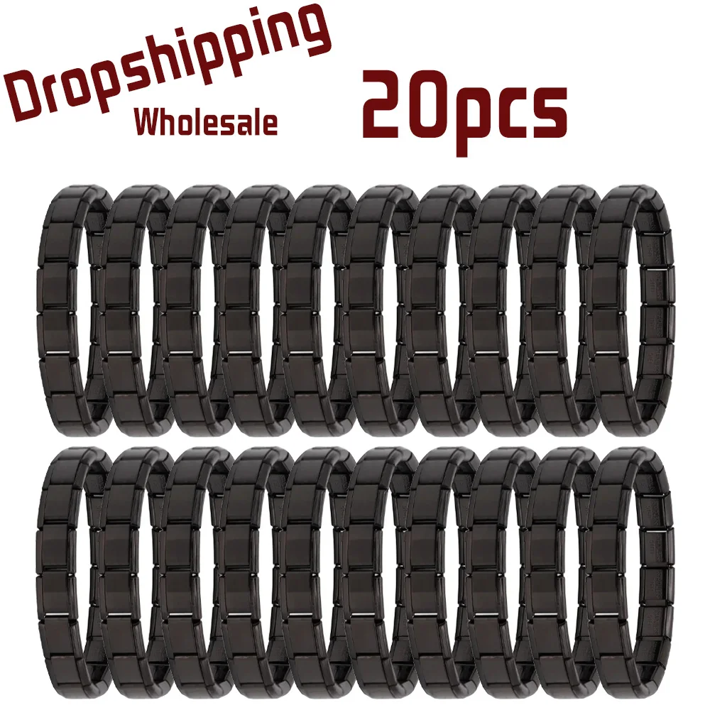 Wholesale 20pcs 9mm Italian Charm Bracelet Base Stainless Steel Shiny Plain Blank Composable Modular Starter Links Bulk Lot Pac