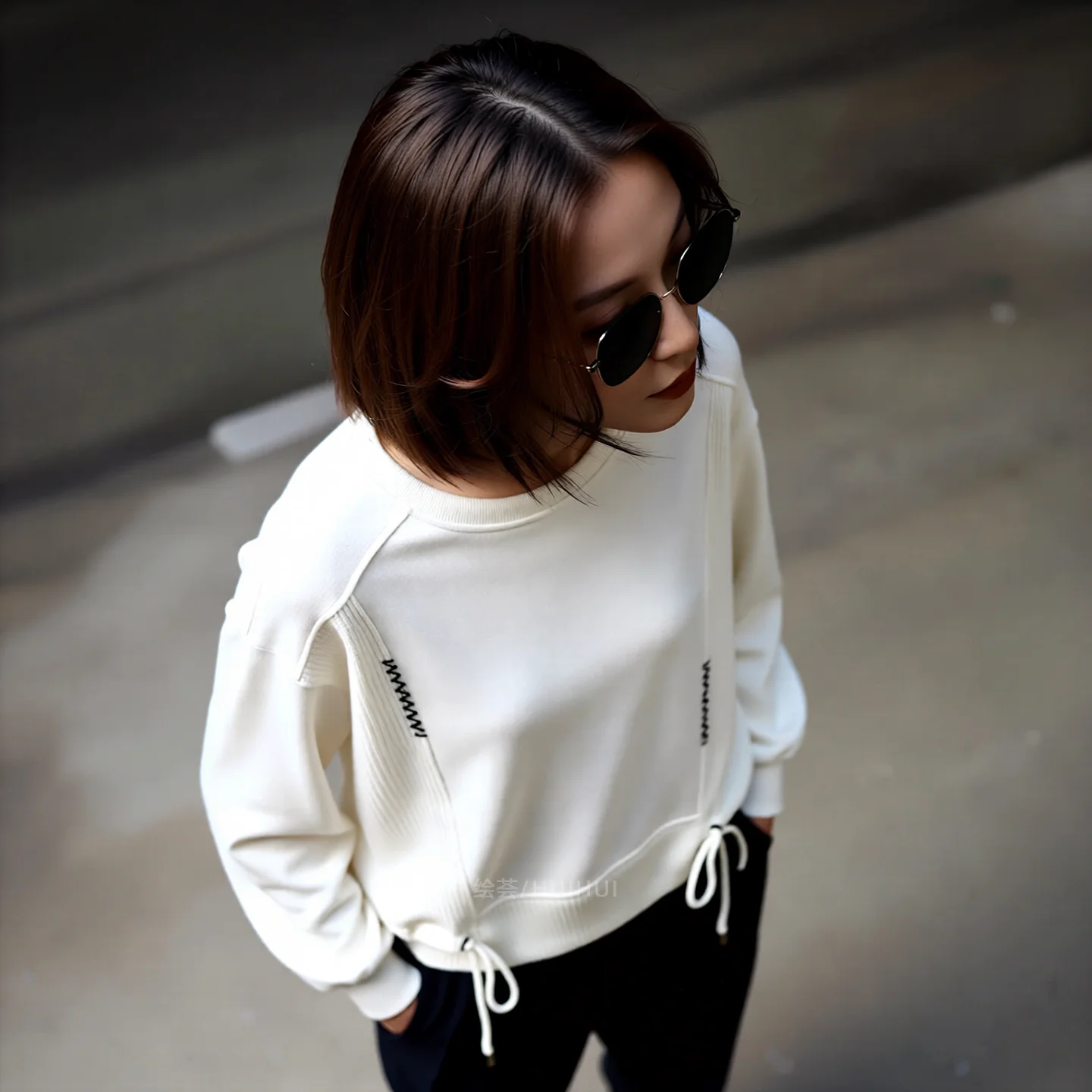 White Hoodie Women Long Sleeve Drawstring Casual Sweatshirts