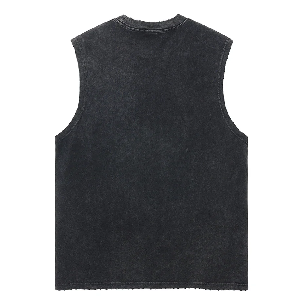 Vintage Vest Washed T-Shirt Anime Dragon Ball Graphic Tank Top Cotton Sleeveless Streetwear Loose GYM T Shirt Men's Clothing