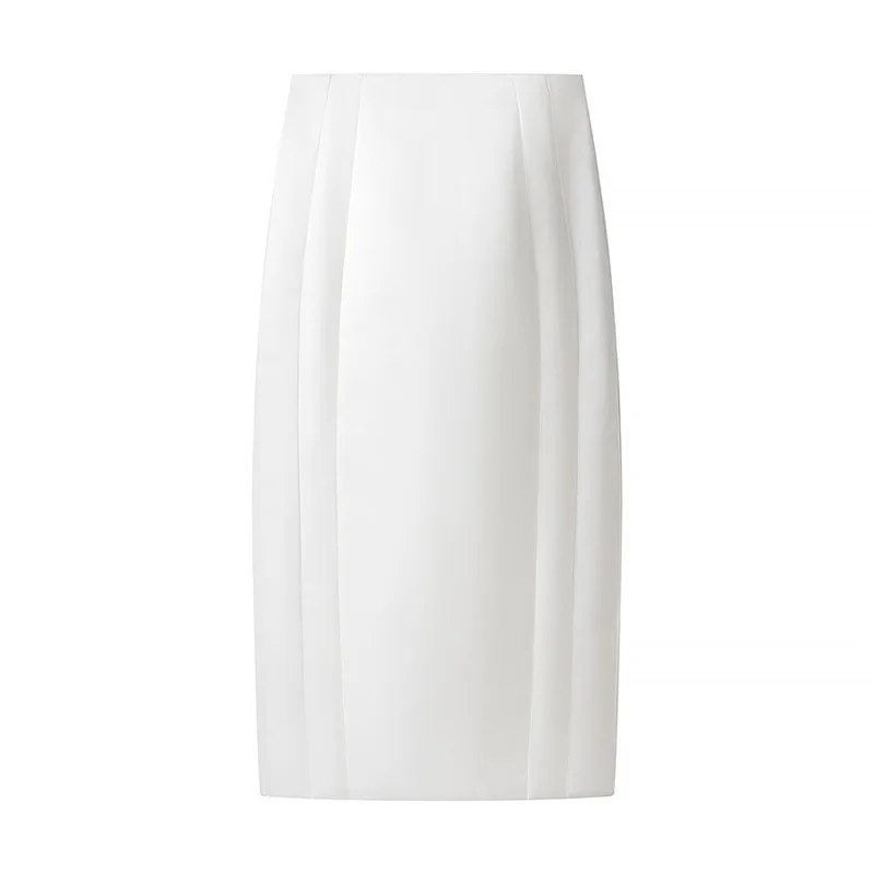 Tsiisd Commuting White Straight Leg Maxi Skirt Women Fashion High Waist Slim Casual Patchwork Party Outfit Female Maxi Skirt New