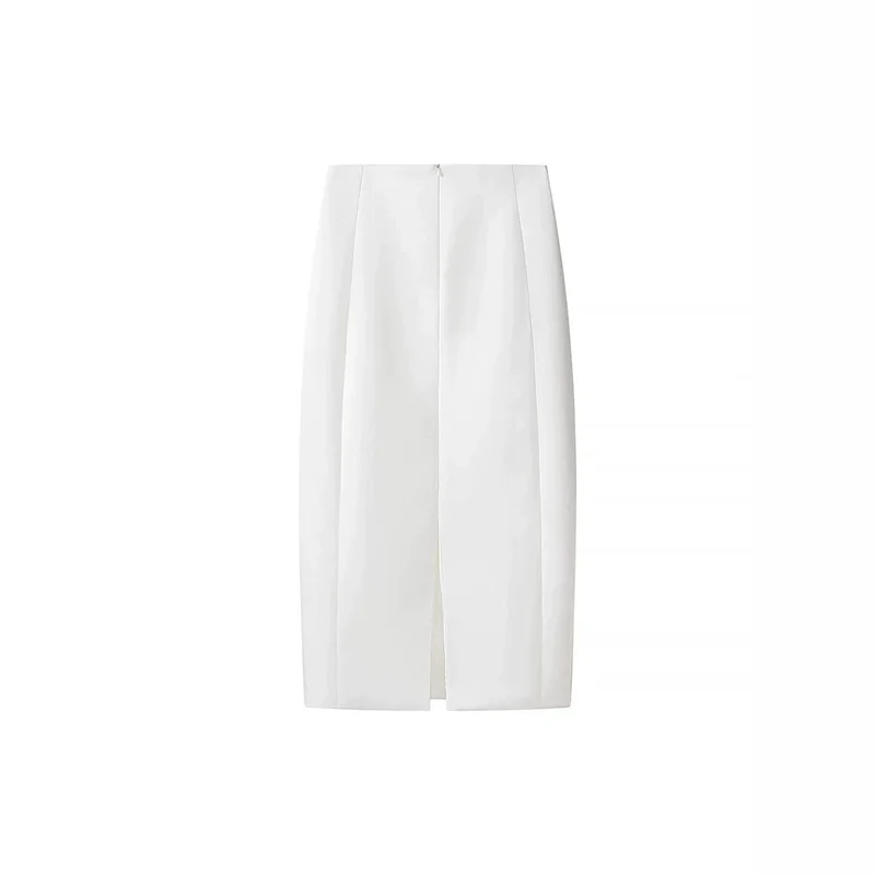 Tsiisd Commuting White Straight Leg Maxi Skirt Women Fashion High Waist Slim Casual Patchwork Party Outfit Female Maxi Skirt New