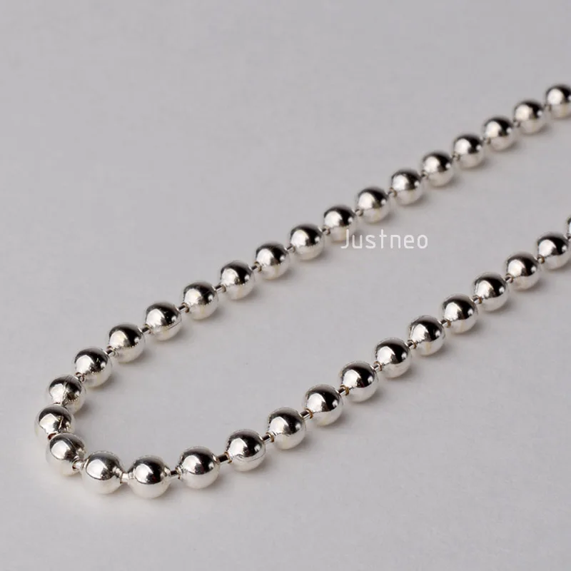 JustNeo 925 Sterling Silver Ball Chain Necklace 15-28 Inch Basic Pendant Compatible Chain Jewelry Accessory
