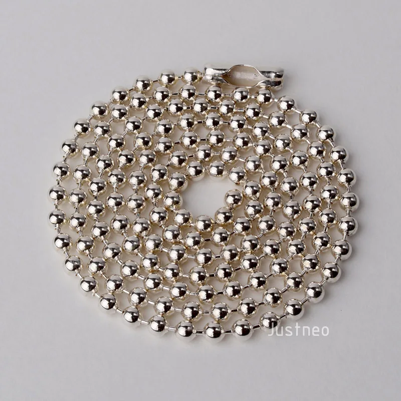 JustNeo 925 Sterling Silver Ball Chain Necklace 15-28 Inch Basic Pendant Compatible Chain Jewelry Accessory