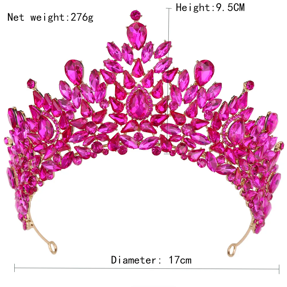 KMVEXO Luxury Baroque Crystal Beads Wedding Crowns Queen Princess Large Bridal Opal Tiaras Crown For Wedding Hair Accessories
