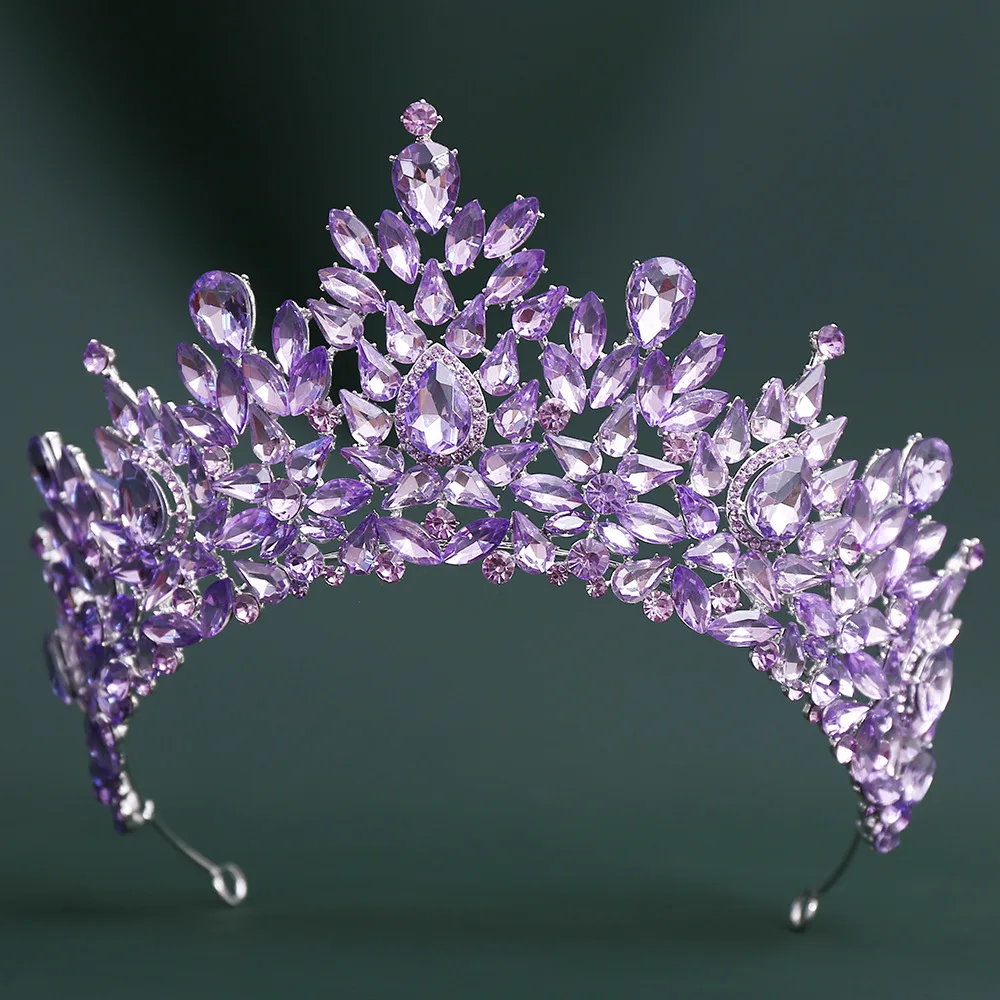 KMVEXO Luxury Baroque Crystal Beads Wedding Crowns Queen Princess Large Bridal Opal Tiaras Crown For Wedding Hair Accessories