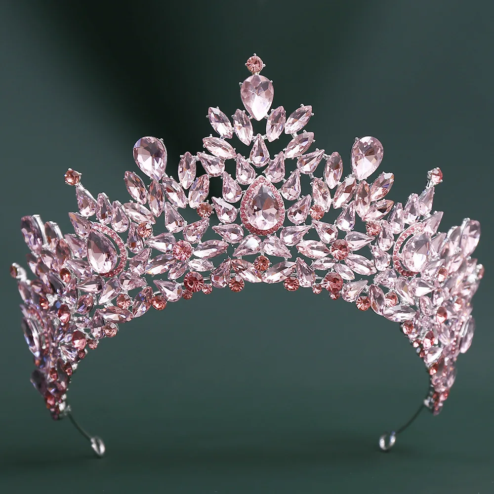 KMVEXO Luxury Baroque Crystal Beads Wedding Crowns Queen Princess Large Bridal Opal Tiaras Crown For Wedding Hair Accessories