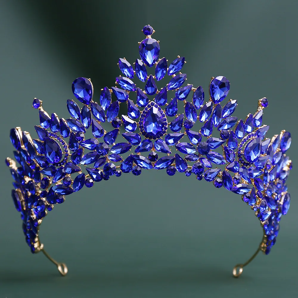 KMVEXO Luxury Baroque Crystal Beads Wedding Crowns Queen Princess Large Bridal Opal Tiaras Crown For Wedding Hair Accessories