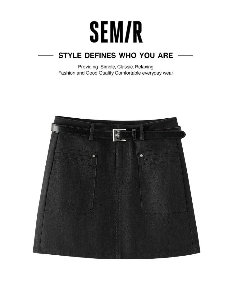 Semir Women Skirt High Waist Belt Mini Slim Fit Leg Lengthening Cool Vintage Versatile A Line 2026 Summer Top
