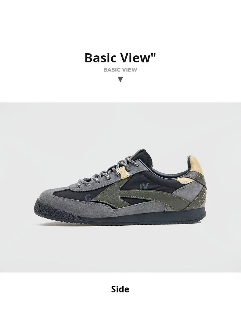 Maden Men's Retro Color Block Running Shoes Low Top Thin Sole Sneakers Black German Army Trainer Style Casual Shoes for Fall