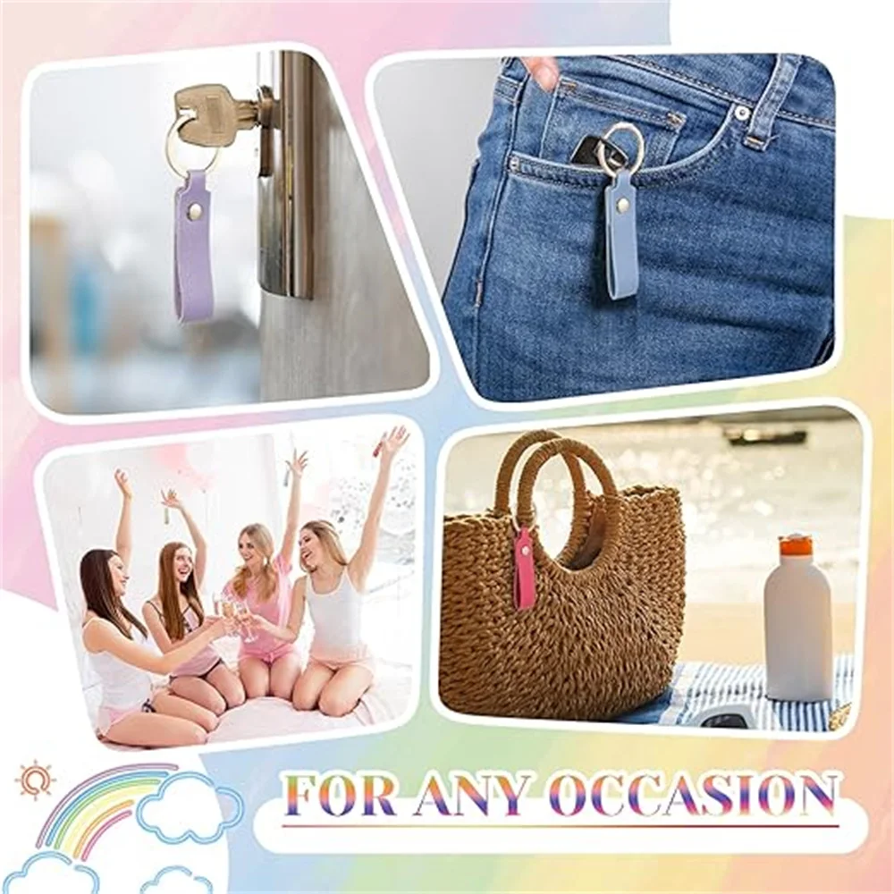 50pcs 100pcs PU Leather Keychain Blanks Bulk Laser Engraving Blanks Keychain Kit with Rings for DIY Key Chains Craft Customized