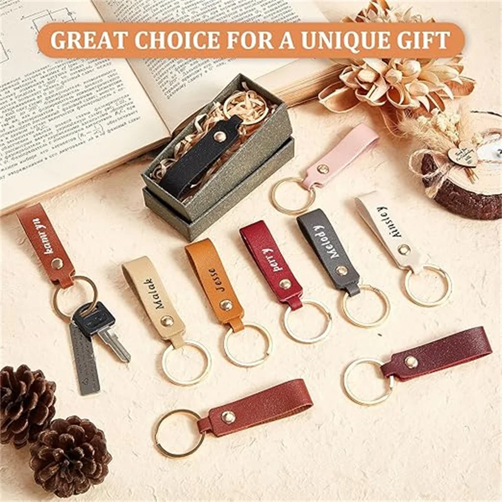 50pcs 100pcs PU Leather Keychain Blanks Bulk Laser Engraving Blanks Keychain Kit with Rings for DIY Key Chains Craft Customized
