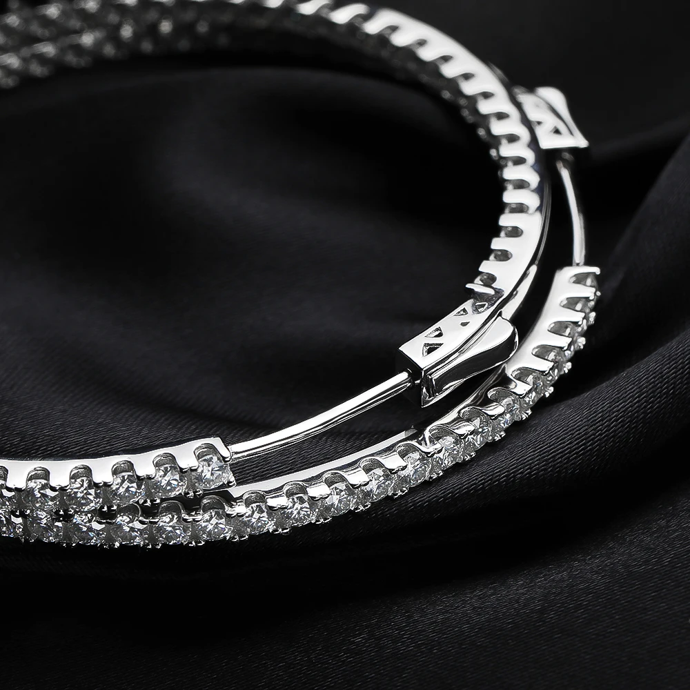 KNOBSPIN D VVS All Moissanite Earring 925 Sterling Silver Plated 18k White Gold with GRA Wedding Diamond Hoop Earrings for Women
