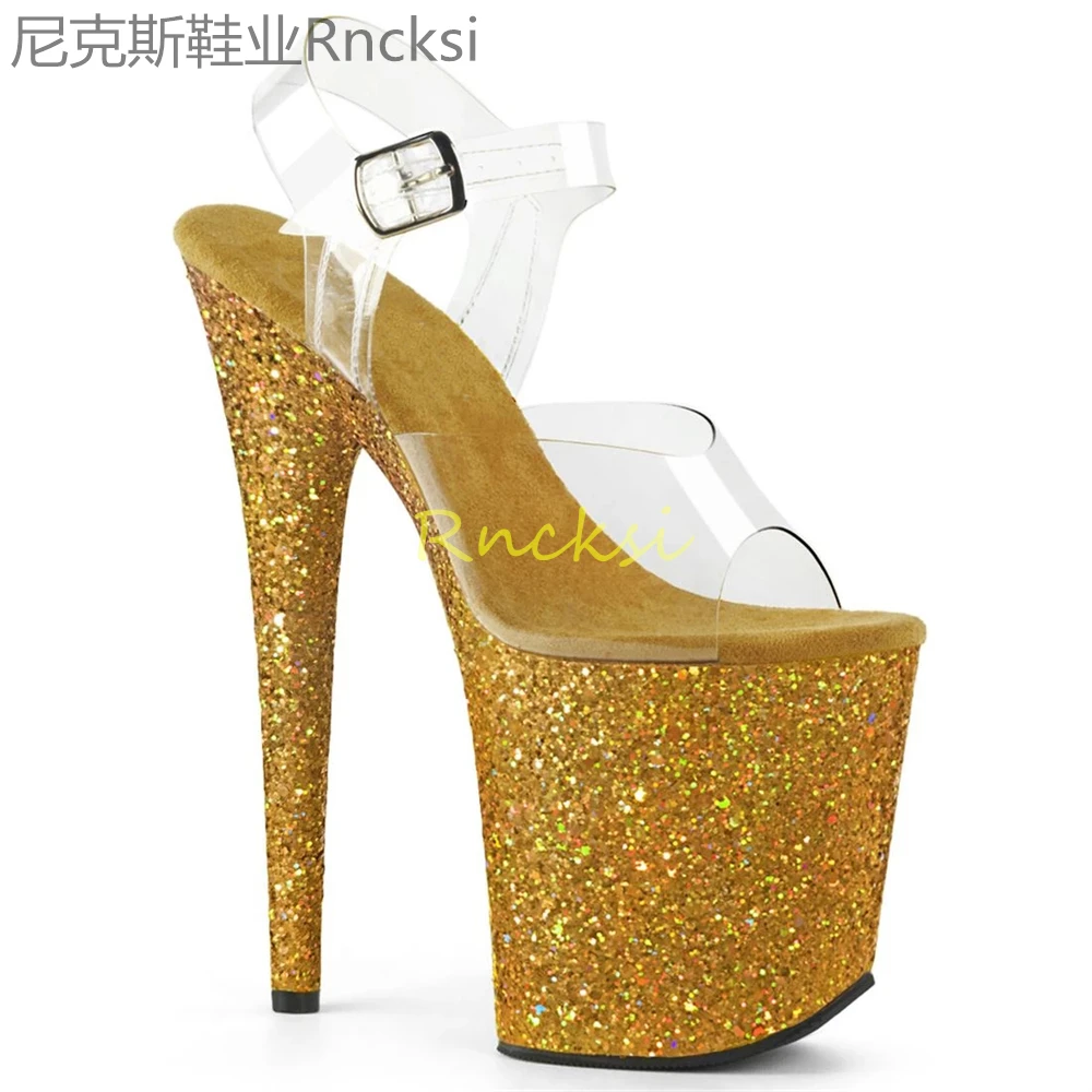 20cm High-heeled sandals women's new transparent word with high heels, stilettos and sexy super high-heeled sandals