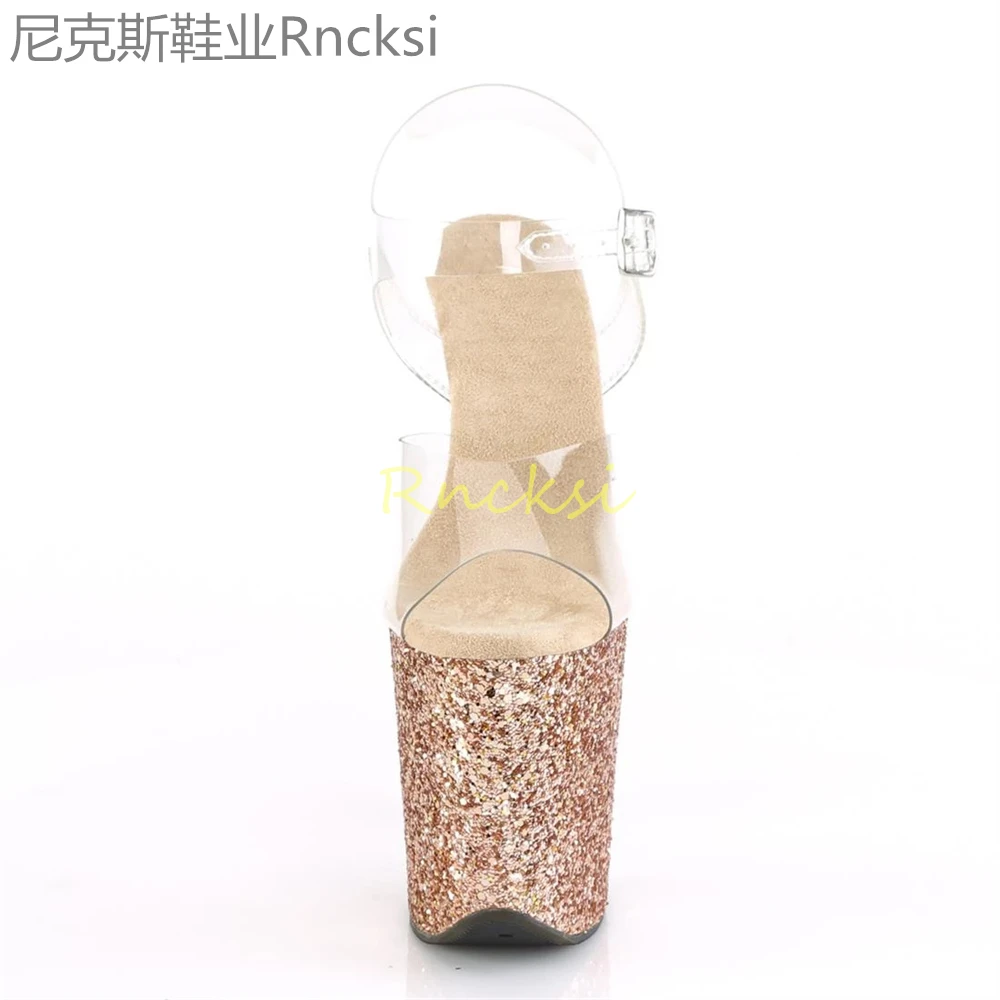 20cm High-heeled sandals women's new transparent word with high heels, stilettos and sexy super high-heeled sandals