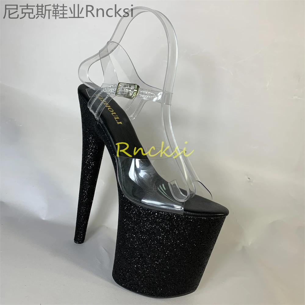 20cm High-heeled sandals women's new transparent word with high heels, stilettos and sexy super high-heeled sandals