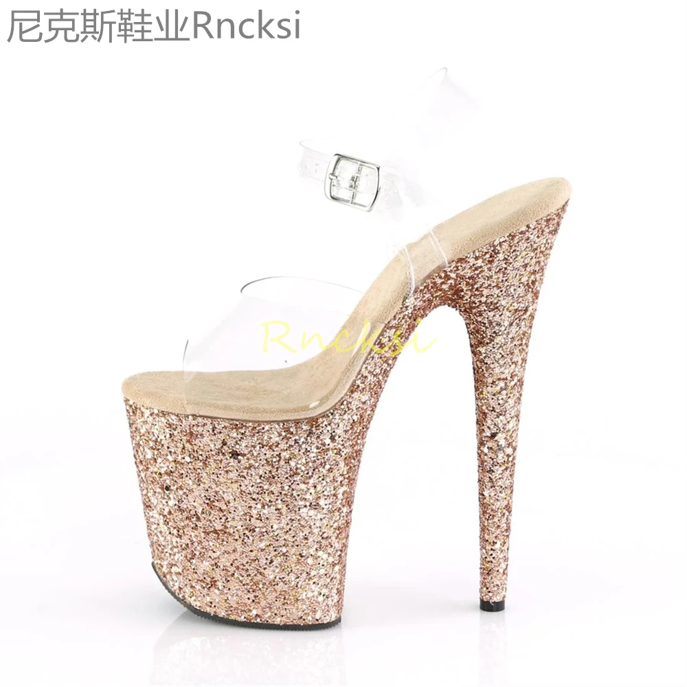 20cm High-heeled sandals women's new transparent word with high heels, stilettos and sexy super high-heeled sandals