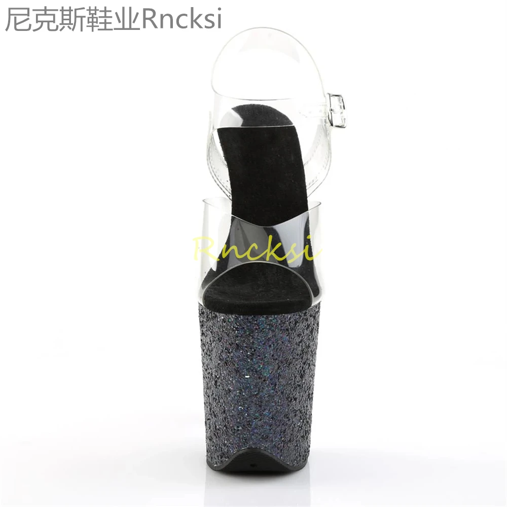 20cm High-heeled sandals women's new transparent word with high heels, stilettos and sexy super high-heeled sandals