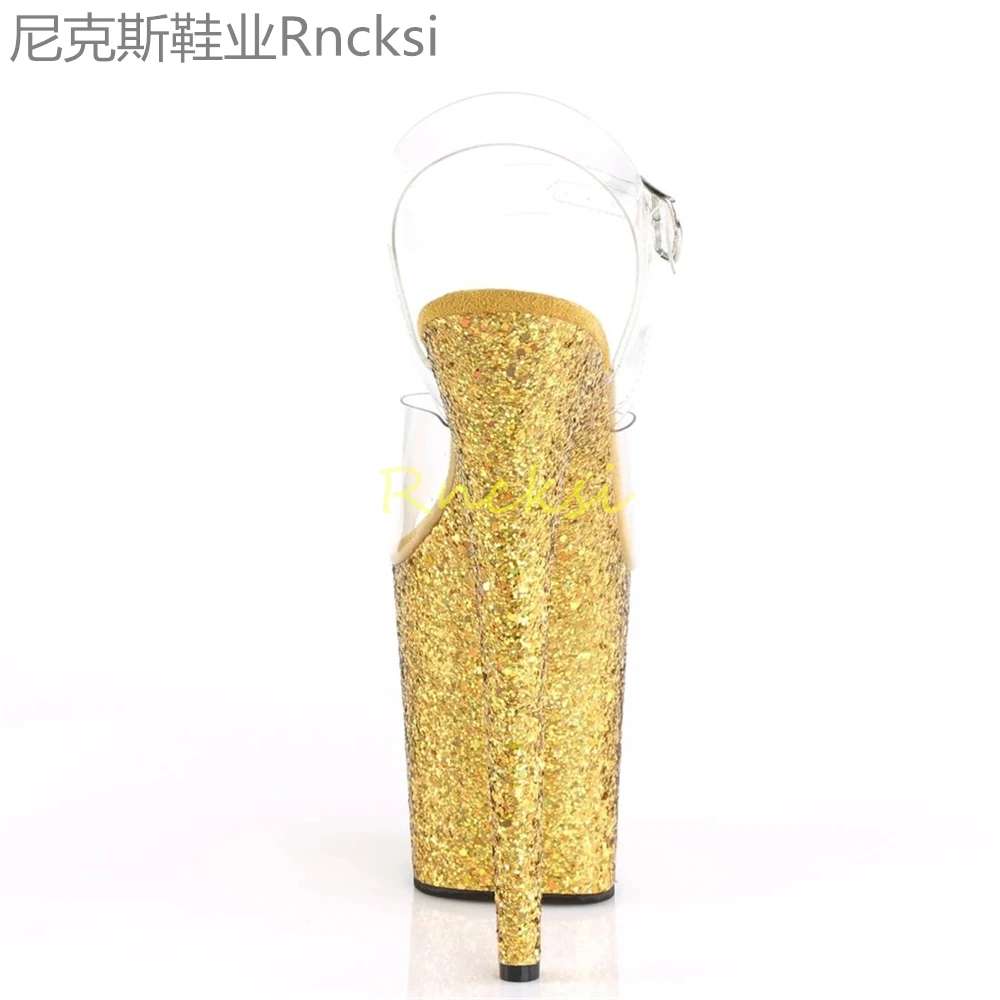 20cm High-heeled sandals women's new transparent word with high heels, stilettos and sexy super high-heeled sandals