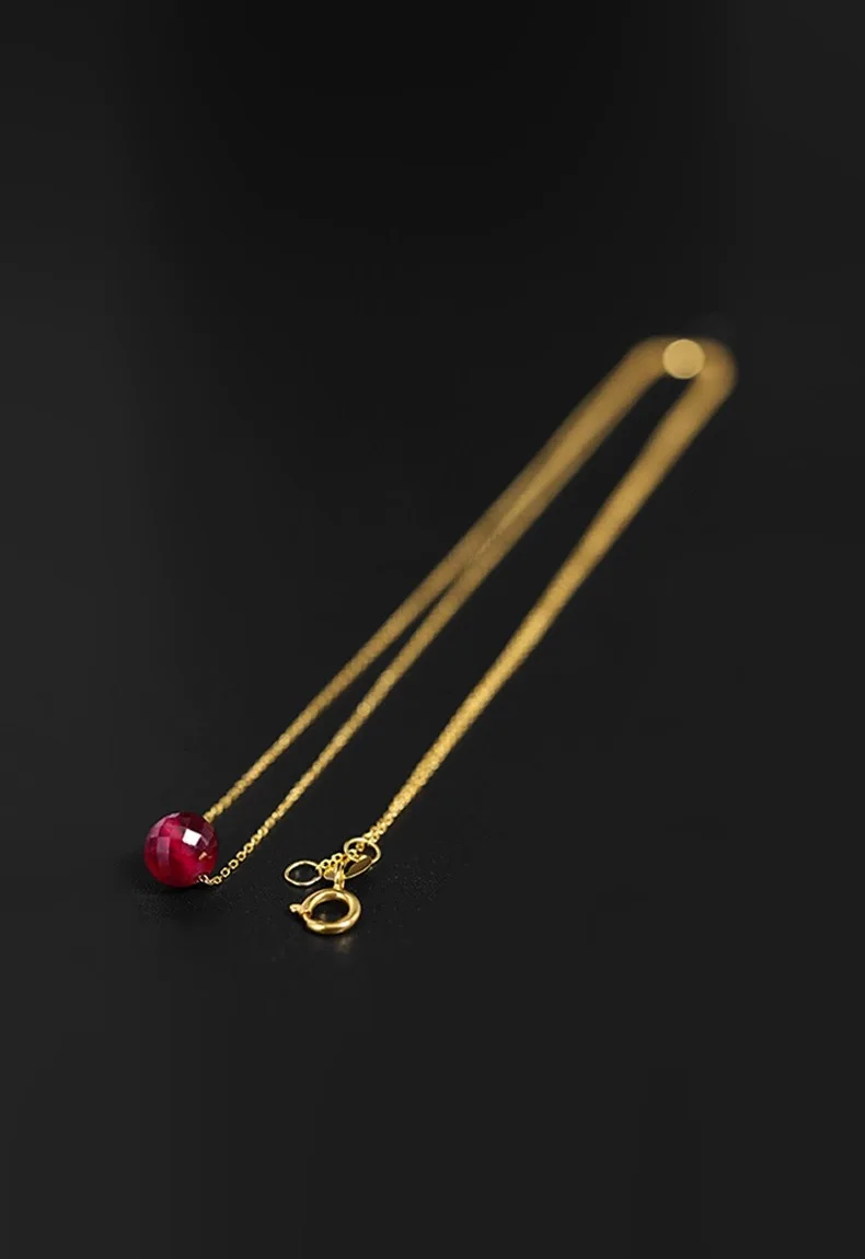 Fine Jewelry New Real 18K Gold Necklace Natural ruby for Women Au750 Design Simple Fashion Fine Jewelry Gift for Women,x667