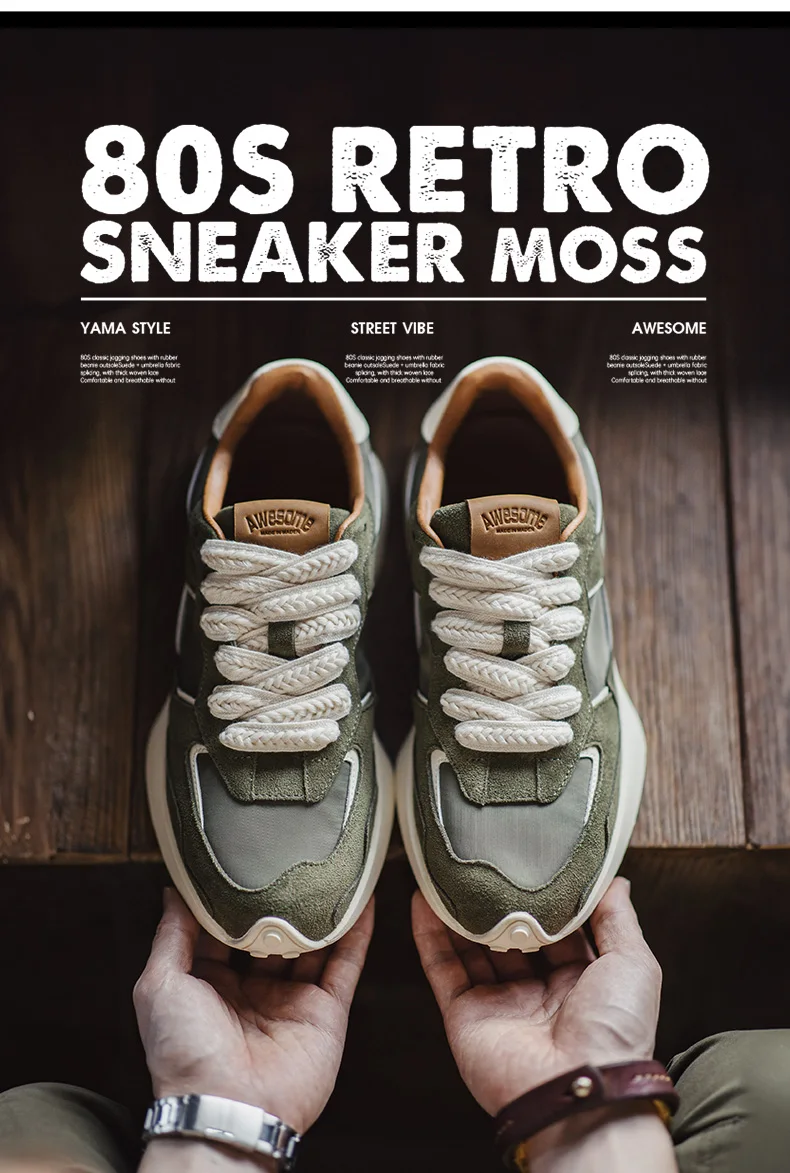 Maden Men's Casual Sports Jogging Sneakers Versatile Comfortable Breathable Shoes Rubber Sole Color-Blocked Shoes for Spring